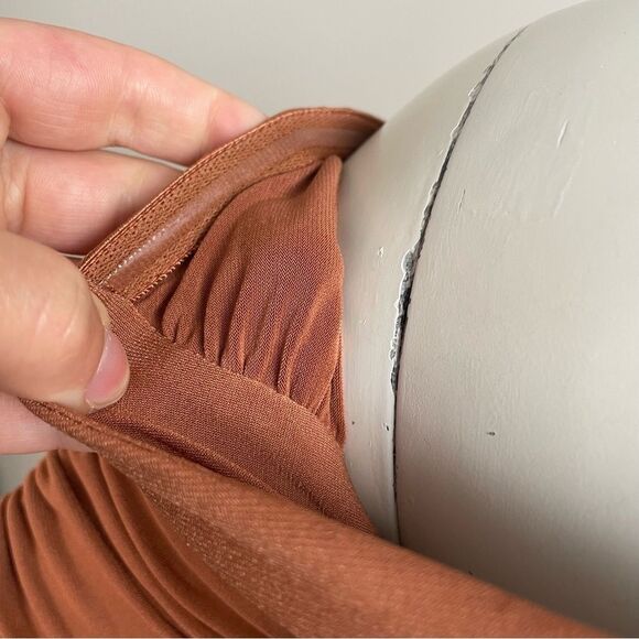 NWT REVOLVE x MICHAEL COSTELLO Terra Cotta Ana Mini Dress Ruched Bodycon - Picture 9 of 12